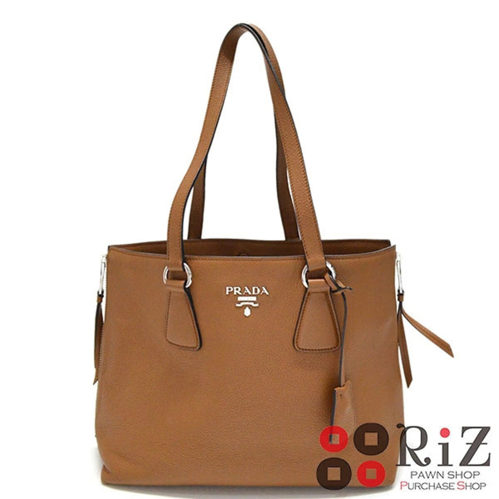 PRADA Vitello Phoenix Tote Bag Brown